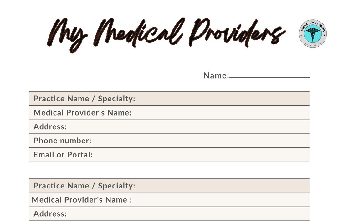 My Medical Providers List Printable File - Etsy