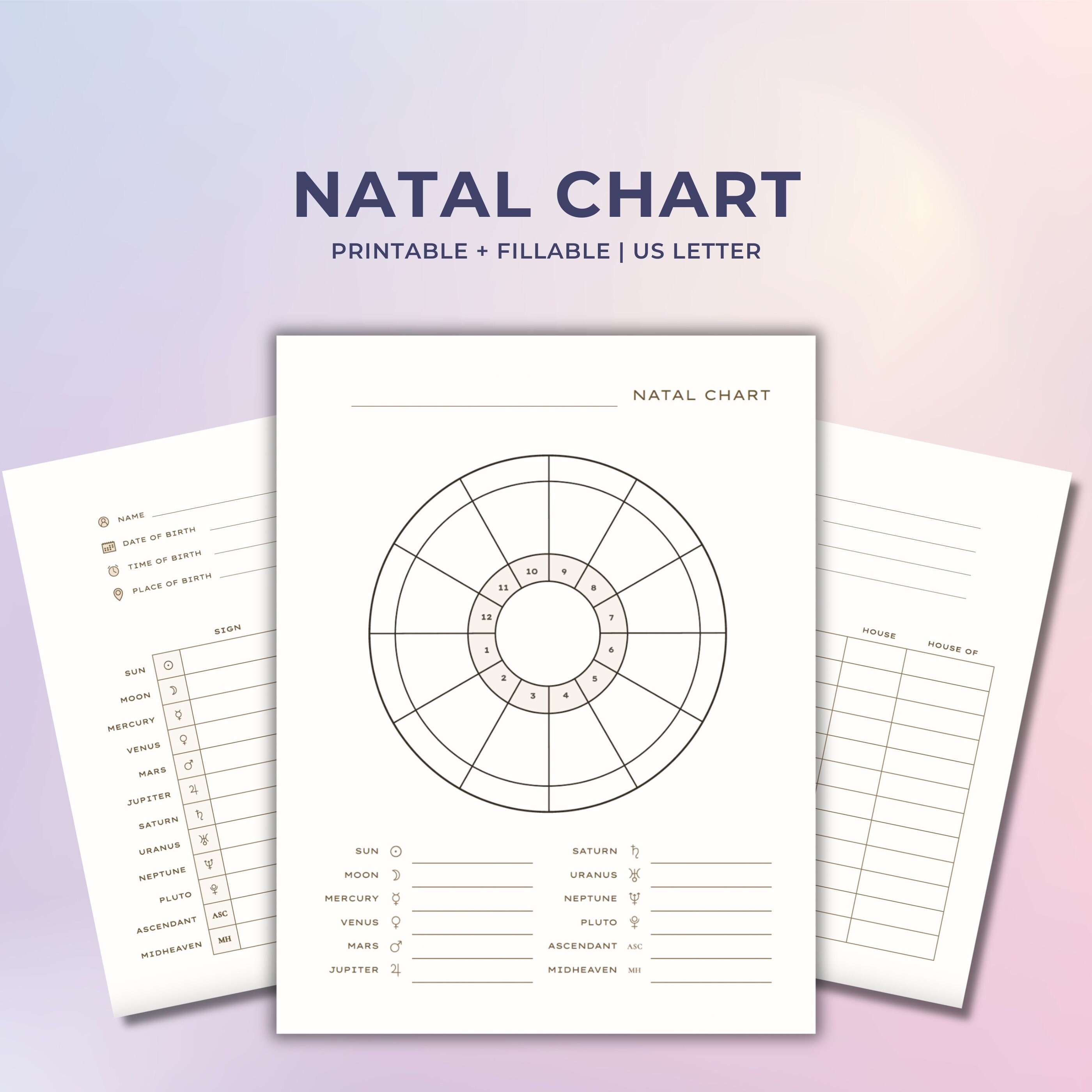 Blank Natal Chart Printable, Blank Birth Chart Printable Birth Chart ...