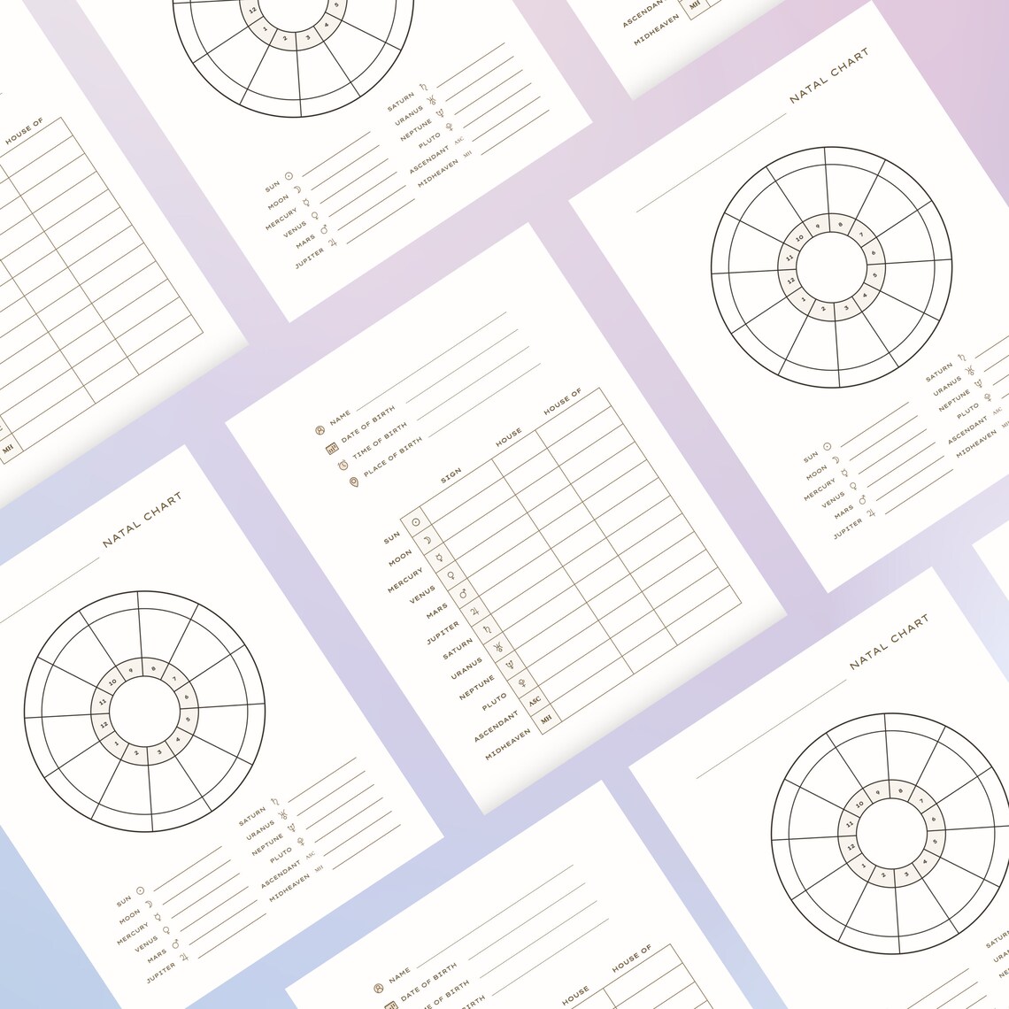 Blank Natal Chart Printable, Blank Birth Chart Printable Birth Chart Template, Astrology ...