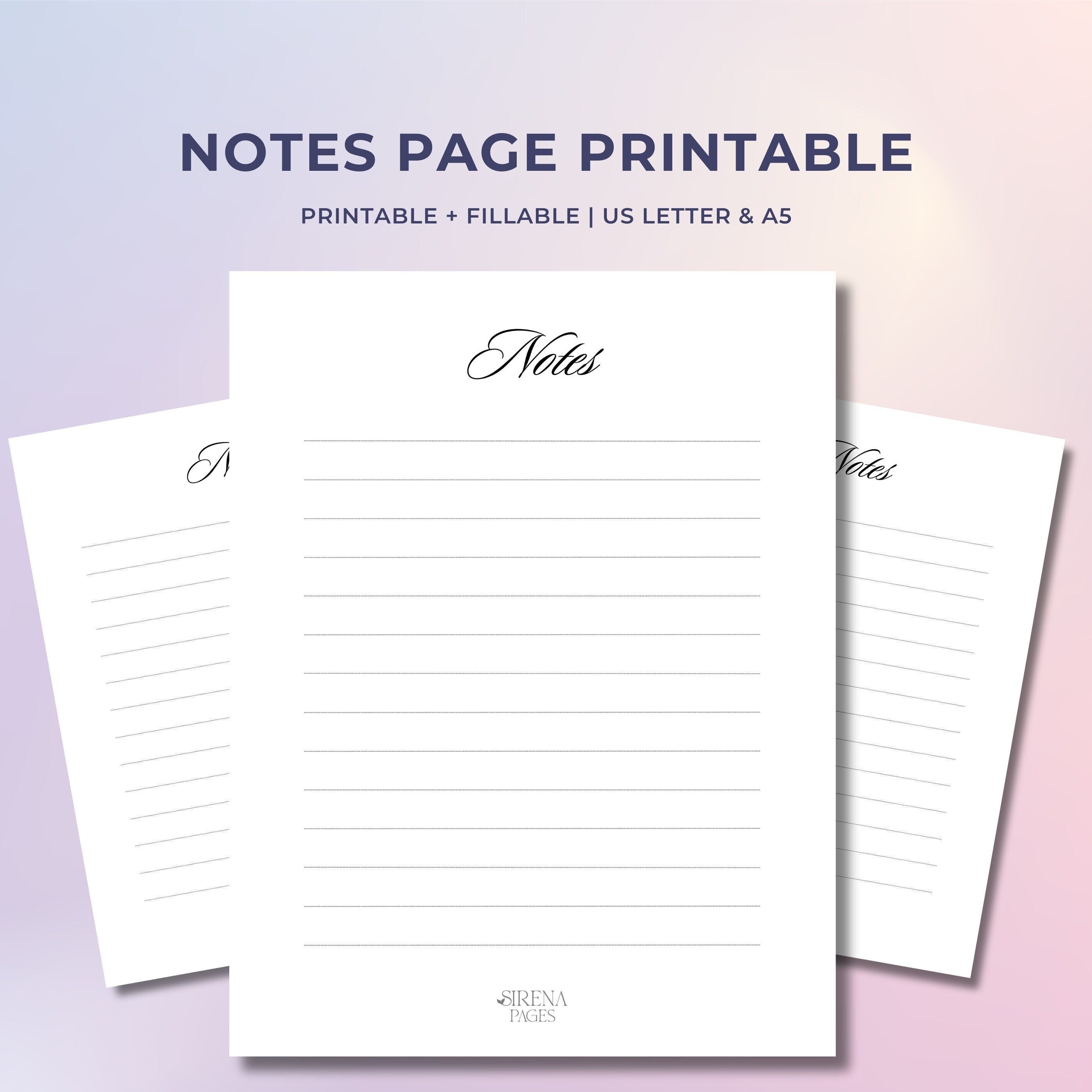 Notes Printable, Notes Page Printable Notes Page, Printable Note Page ...