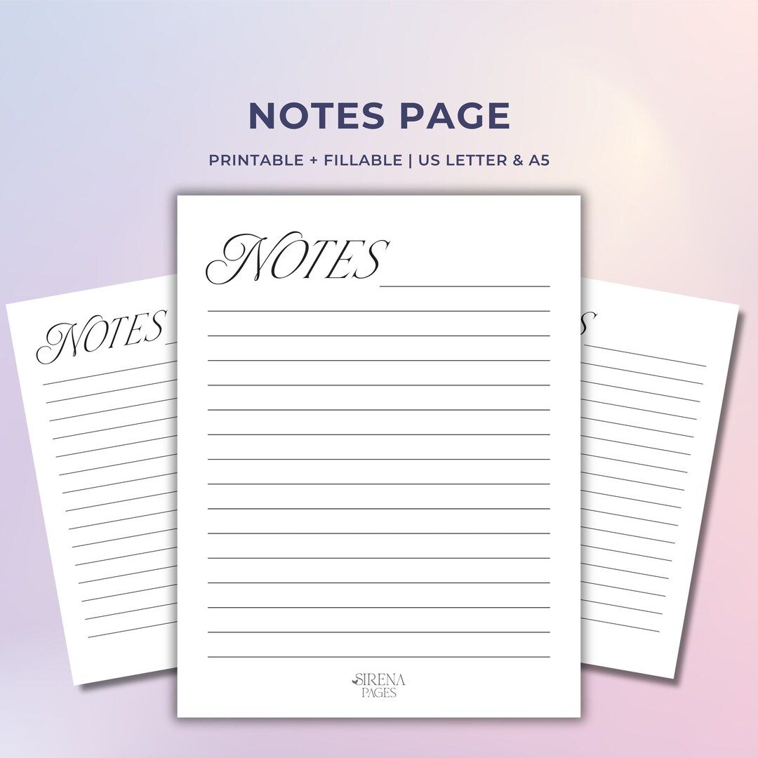Printable Notes Page Printable Notes Template Printable - Etsy
