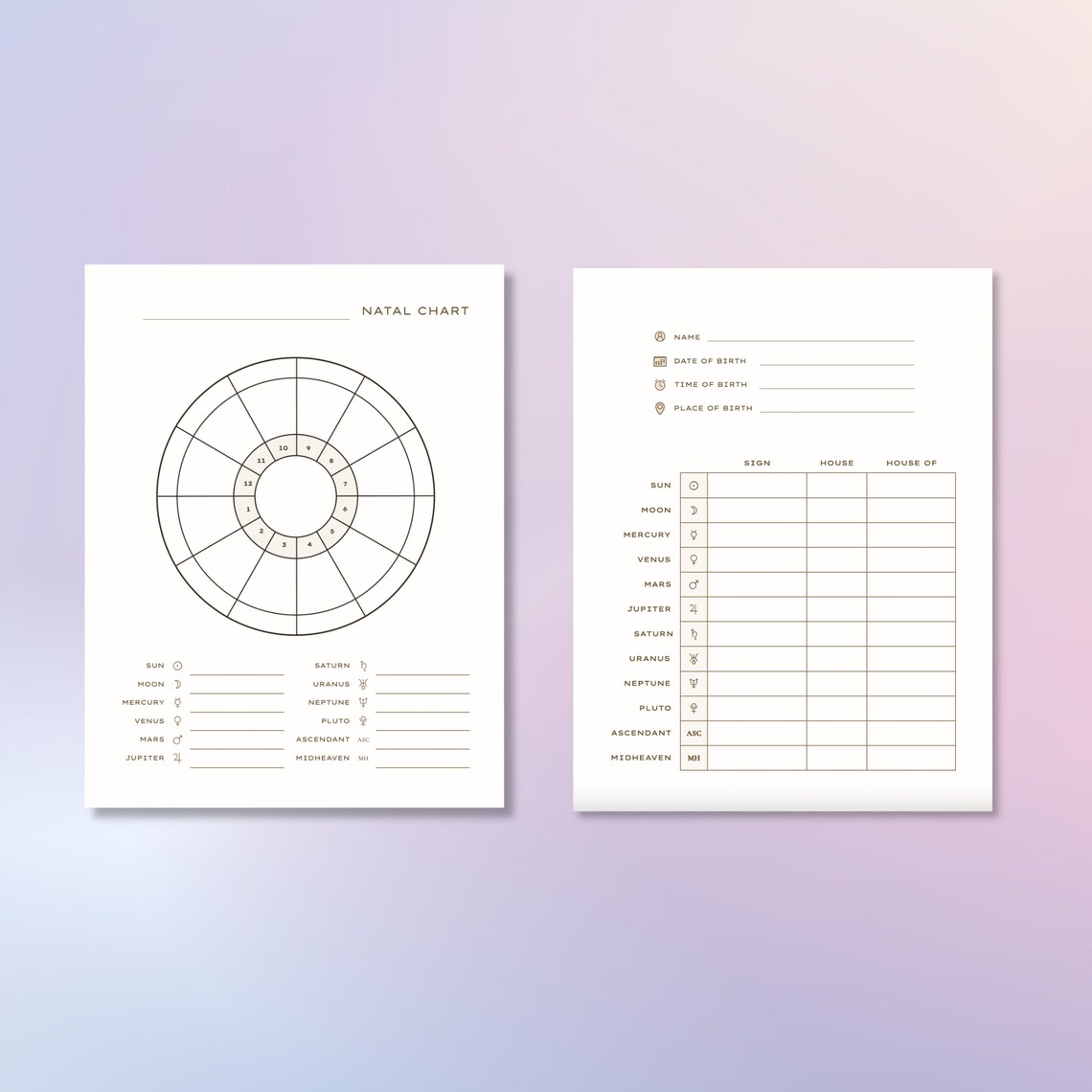 Blank Natal Chart Printable, Blank Birth Chart Printable Birth Chart Template, Astrology ...