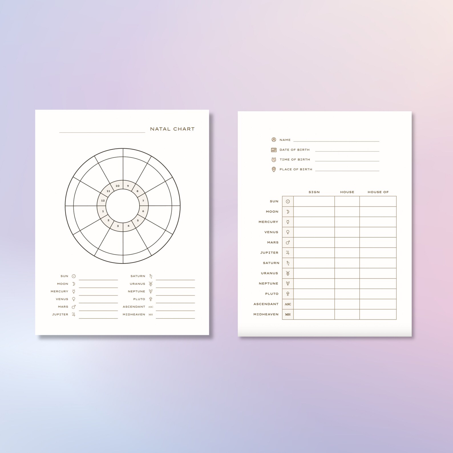 Blank Natal Chart Printable, Blank Birth Chart Printable Birth Chart ...