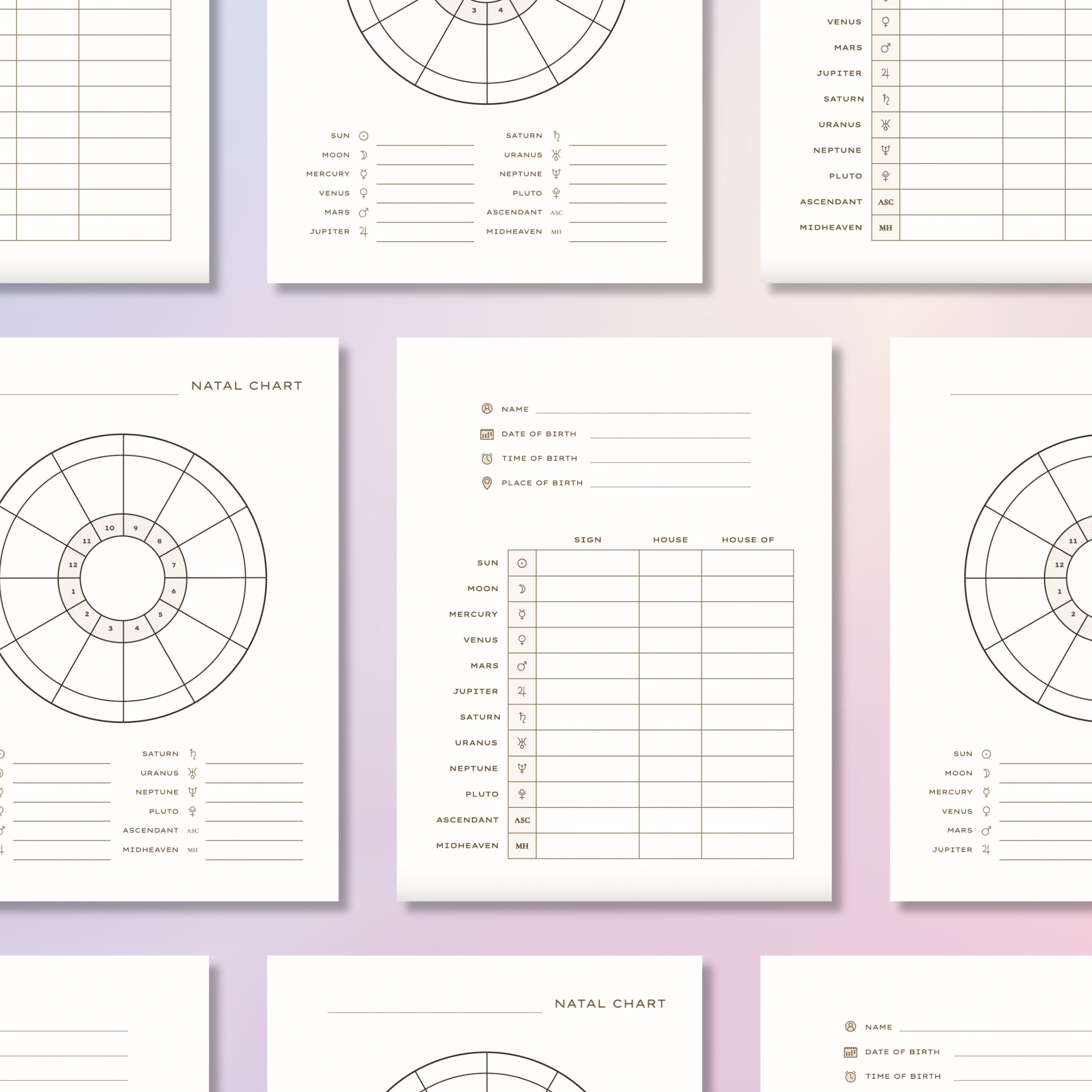 Blank Natal Chart Printable, Blank Birth Chart Printable Birth Chart ...