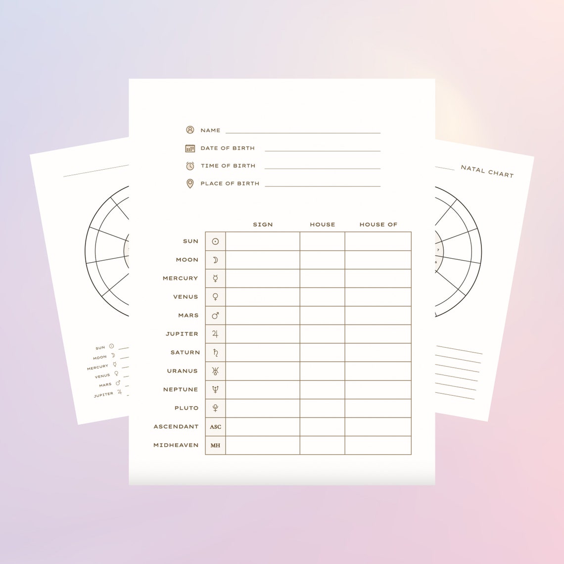 Blank Natal Chart Printable, Blank Birth Chart Printable Birth Chart ...