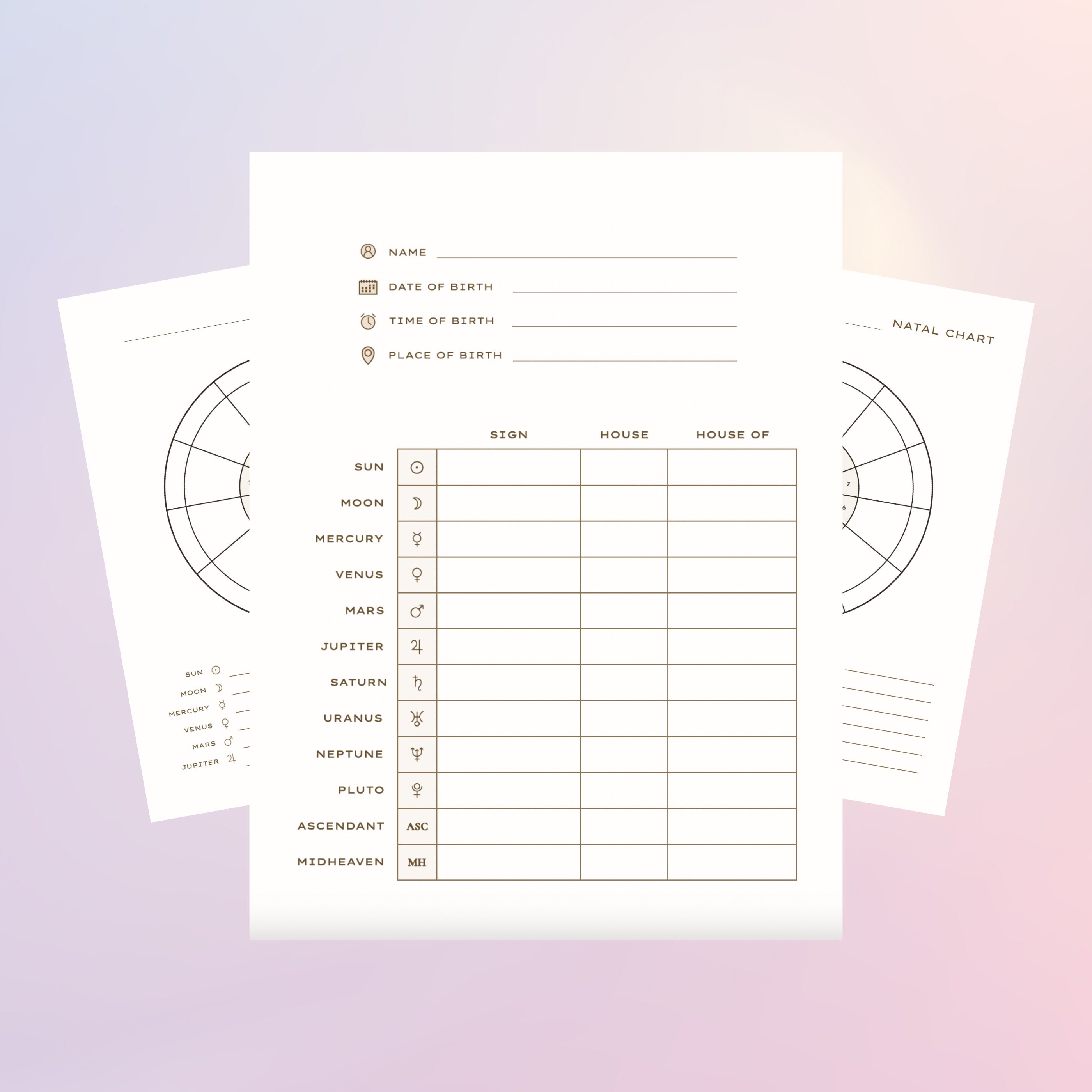 Blank Natal Chart Printable, Blank Birth Chart Printable Birth Chart ...