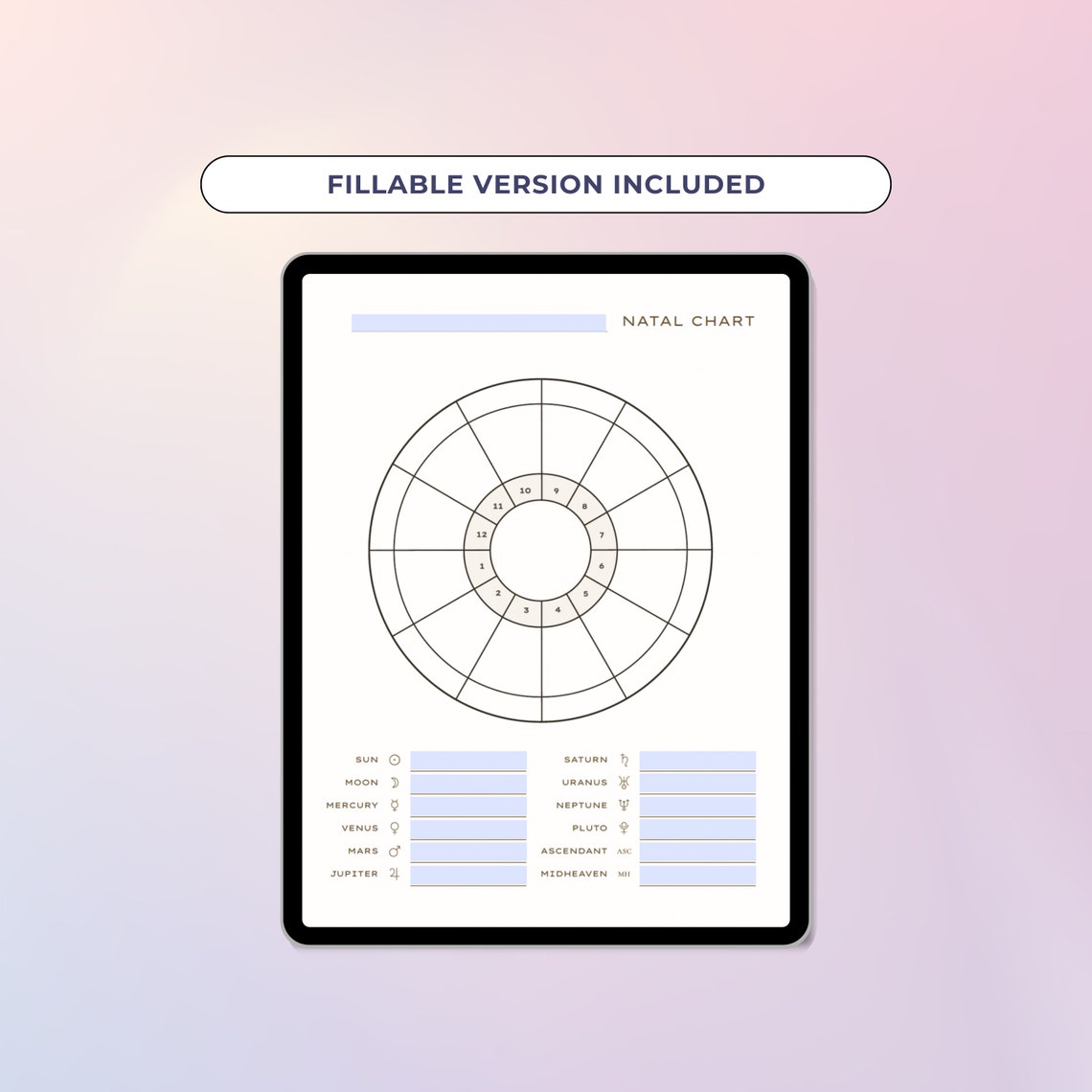 Blank Natal Chart Printable, Blank Birth Chart Printable Birth Chart ...