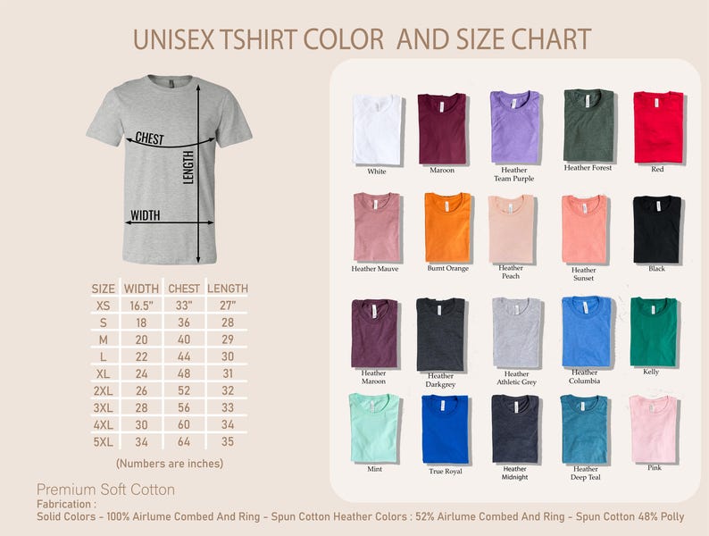 a t - shirt with different colors and sizes