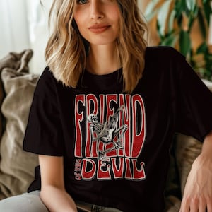 Grateful Dead Inspired Shirt, Friend of the Devil, Music Lover Gift, Hippie T-shirt, Skeleton Guitarist Unisex Tee, Gift for Deadhead