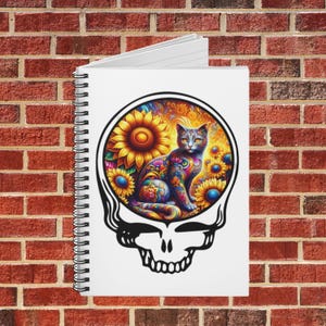 Grateful Dead China Cat Sunflower Inspired Lined Spiral Notebook, Gift for Deadhead, Concert Journal