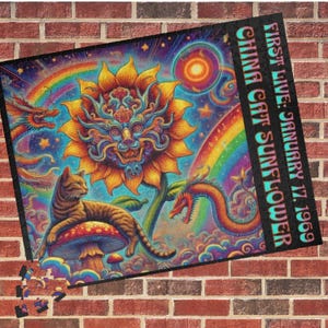 Grateful Dead China Cat Sunflower 520 Piece Puzzle, Gift for Deadhead, Song Lyric Art