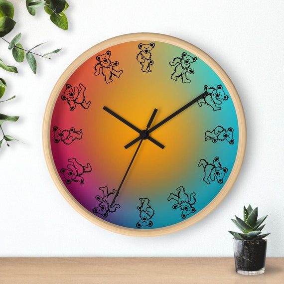 Grateful Dead Wall Clock, Deadhead Gift, Dancing Bears, Wall Art, Unique Wall Clock, Home Decor, Christmas Gift, Grateful Dead Fan Gift