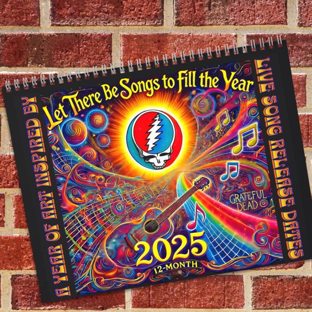 Calendar 2025, Grateful Dead Artwork, Psychedelic Music Calendar, Wall Calendar, Music Lover