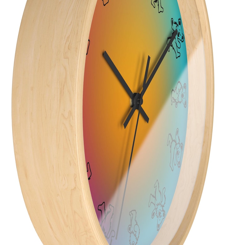Reloj de pared de Grateful Dead, regalo Deadhead, osos danzantes, arte de pared, reloj de pared único, decoración del hogar, regalo de Navidad, regalo de fan de Grateful Dead imagen 4