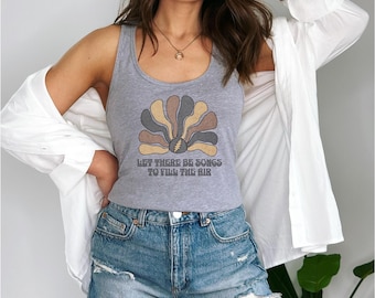 Grateful Dead Ripple Inspired Racerback Tank Top, Perfect for Summer Outings, Beach Days, Music Festivals, Yoga Classes, and Casual Wear