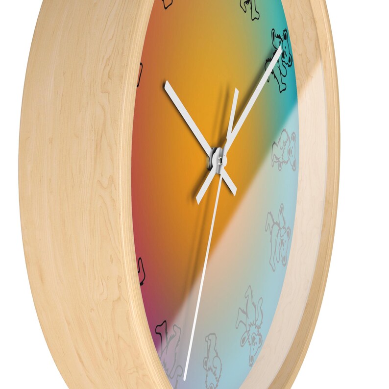 Reloj de pared de Grateful Dead, regalo Deadhead, osos danzantes, arte de pared, reloj de pared único, decoración del hogar, regalo de Navidad, regalo de fan de Grateful Dead imagen 5