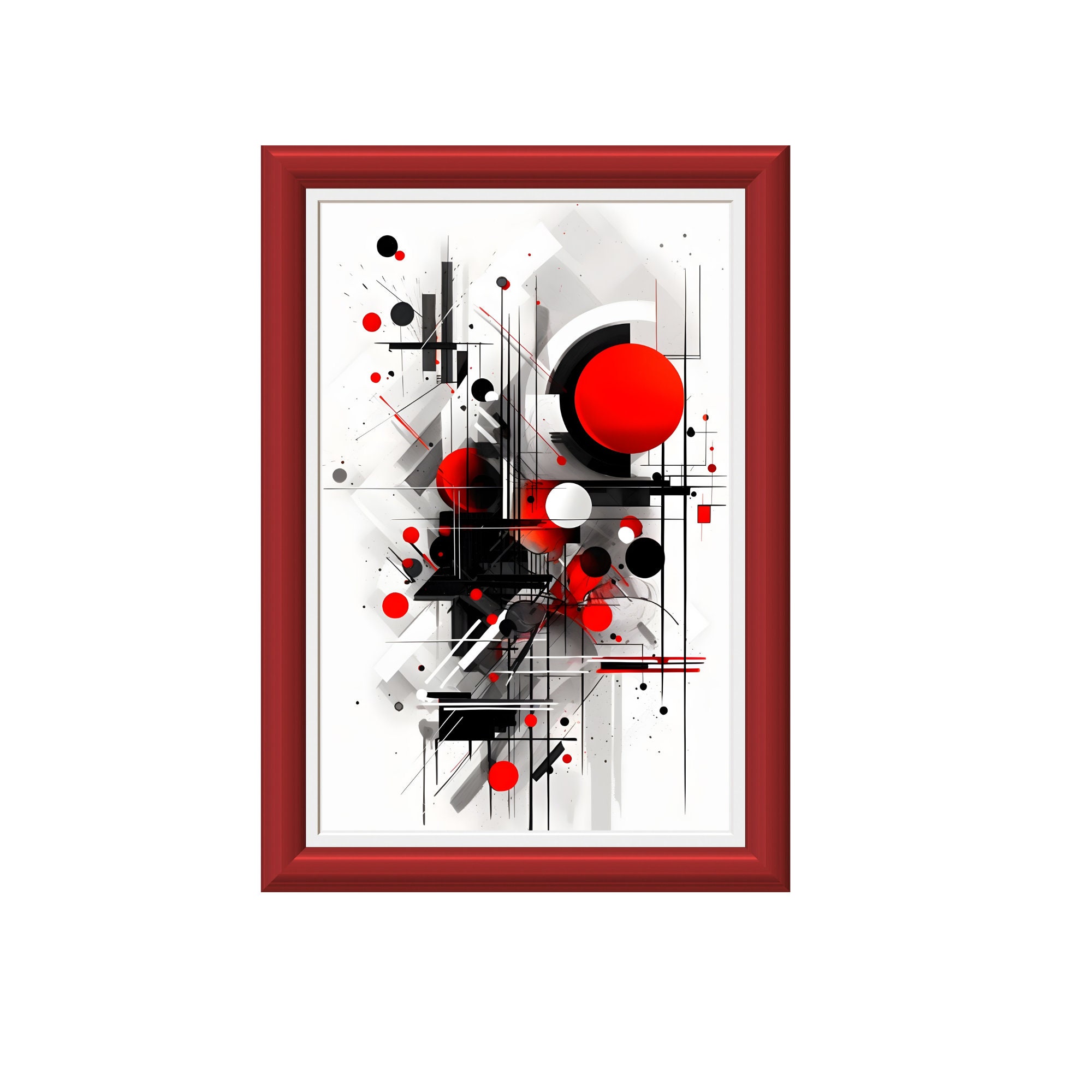 Red, Black and White Abstract Art, Red, Black and White Abstract, Red