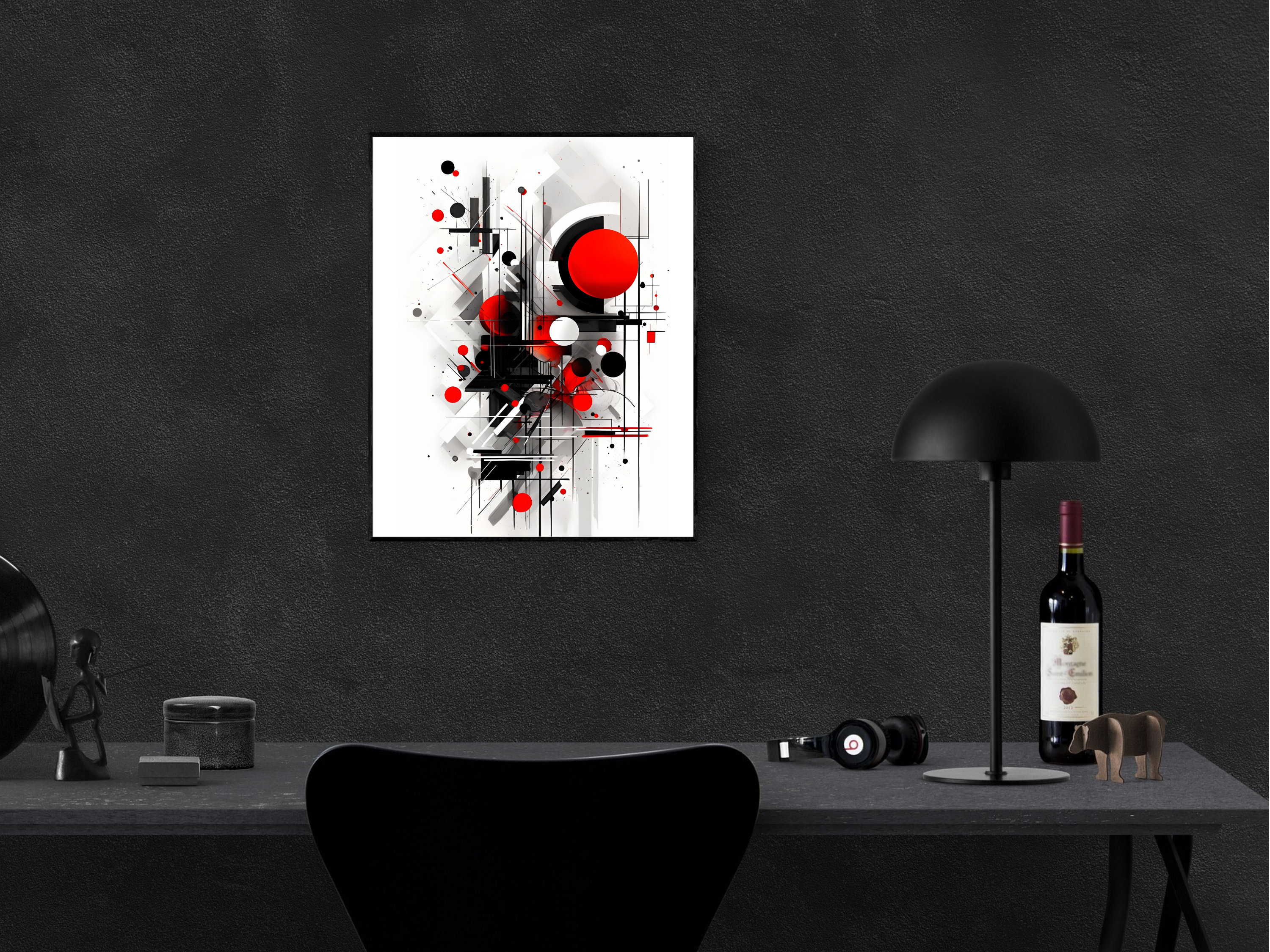 Red, Black and White Abstract Art, Red, Black and White Abstract, Red ...