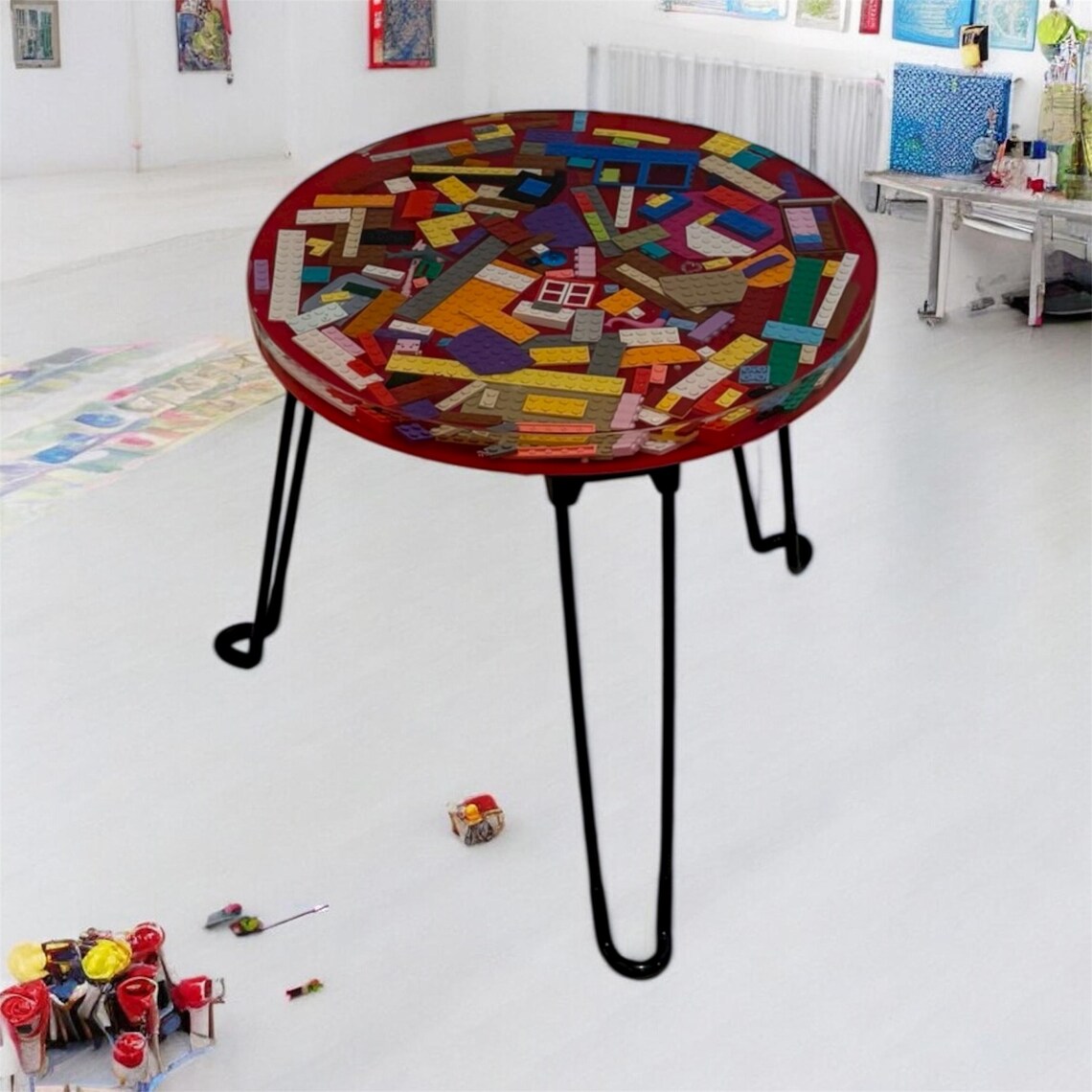 Lego Table 18-inch High by 14-inch Wide Epoxy Resin Round - Etsy