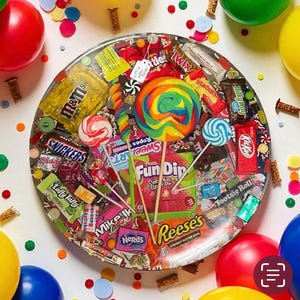 18-inch high by 14-inch wide Epoxy resin round candy table