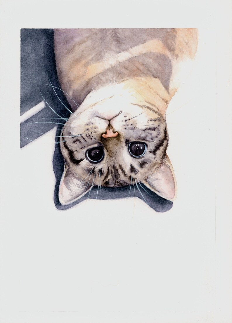 Minimalist Watercolor Cat Portrait Realistic Cat Watercolor Modern Cat Print image 2