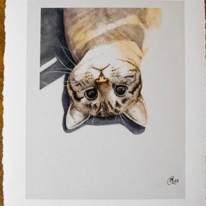 Minimalist Watercolor Cat Portrait Realistic Cat Watercolor Modern Cat Print image 4