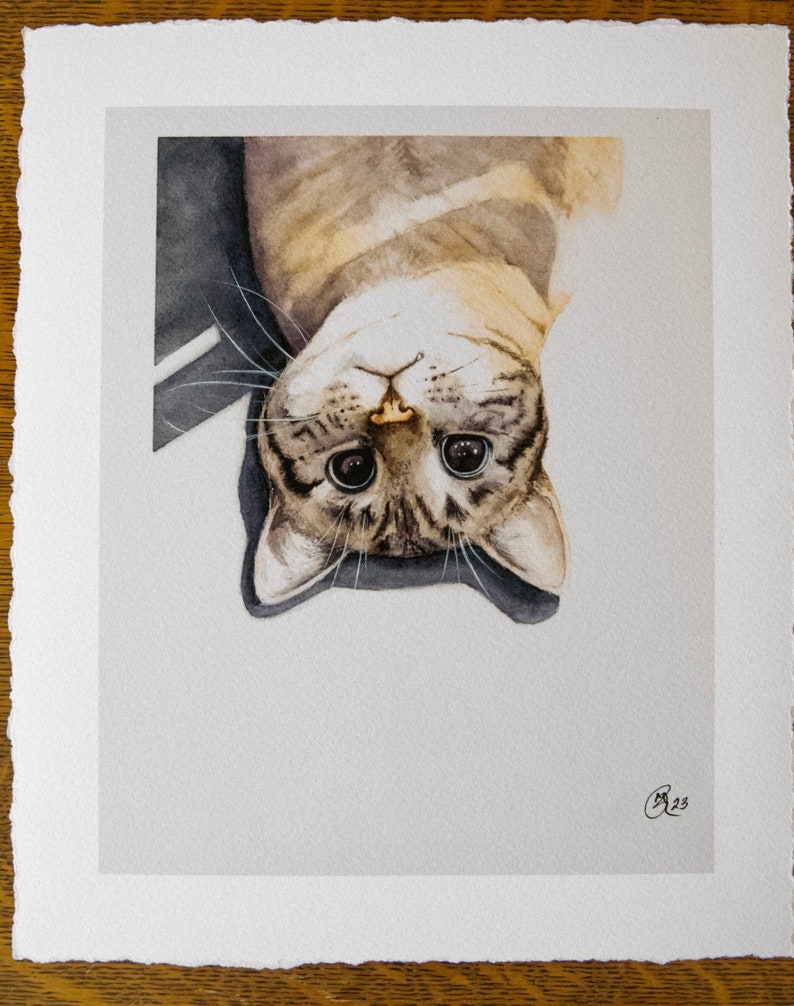 Minimalist Watercolor Cat Portrait Realistic Cat Watercolor Modern Cat Print image 4