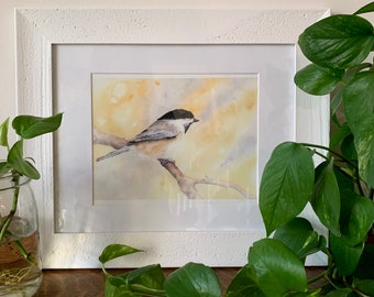 Black-capped Chickadee Watercolor Print