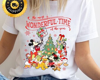 Camiseta navideña vintage de Mickey y sus amigos, camiseta familiar de Disneyland