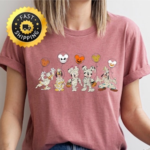 Halloween Mickey and friends Mummy T-Shirt, Disney Friends Halloween Pumpkin Shirt, Disney Family Mummy Shirt, Spooky Season Mummy Shirt