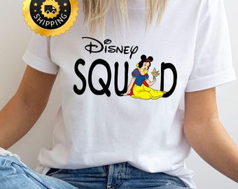 Chemise personnalisée Disney All Princess Squad, chemise voyage en famille Disney, cadeau d'anniversaire fille assorti Disney, chemise de groupe princesse Disney personnalisée