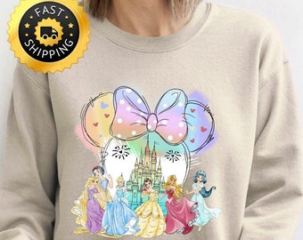 Disneyworld Princess Sweatshirt, Watercolor Disney Minnie Castle Shirt, Disney Princess Girl Trip Hoodie, Disney Princess Birthday Shirt