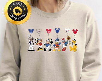 Sweat ballons croisière Disney Mickey and Co, t-shirt équipage Disney Cruising, t-shirt vacances en famille, sweat à capuche voyage croisière Disney, chemise voyage Disney