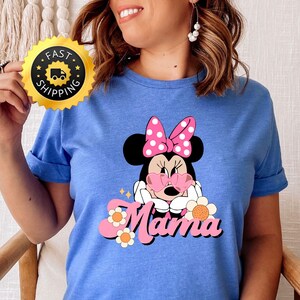 Koszulka Disney Minnie Mouse Mama, Koszulka na Dzień Matki, Koszulka Retro Minnie Head Mama, Koszulka Disney New Mama, Koszulka Disney Birthday Mom
