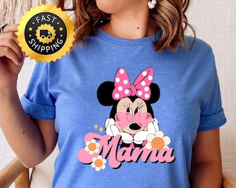 Disney Minnie Mouse Mama Shirt, Mothers Day Shirt, Retro Minnie Head Mama Shirt, Disney New Mama shirt, Disney Birthday Mom Shirt