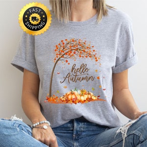 Hello Autumn shirt, Happy Fall Shirt, Fall Y&#39;all Love Shirt,Autumn Pumpkin Tee, Fall Thanksgiving Tee, Thanksgiving Family Gift, pumpkin Tee
