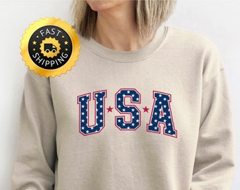 Retro USA Sweatshirt, Patriotic 4th of July Hoodie