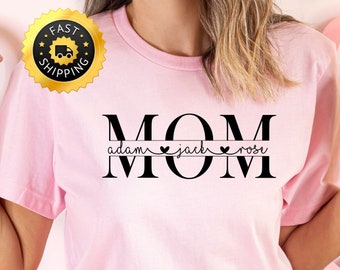 Camiseta personalizada para mamá, nombres personalizados de los niños, regalo para el Día de la Madre