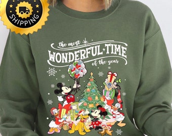 Retro Mickey And Friends Christmas Sweatshirt, Disney Family Trip Tee, Most Wonderful Time of The Year, Mickeys Very Merry Xmas Party Hoodie