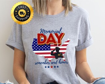 Chemise Memorial Day, chemise de carte des États-Unis, chemise du jour de l'indépendance du drapeau des États-Unis, t-shirt patriotique, chemise souvenir et honneur, chemise de jour d'honneur des forces armées américaines