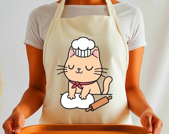 Retro Cat Biscuit Apron, Cute Kitty Biscuits Bakery Apron, Funny Baking Gifts for Her, Cat Lover Baker Apron, Kitten kitchen Apron