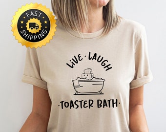 Camiseta de baño con tostadora "Vive, ríe", camiseta divertida con humor