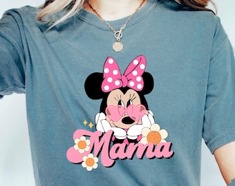 Comfort Colors Disney Minnie Mouse Mama Shirt, Mothers Day Shirt, Retro Minnie Head Mama Shirt, Disney New Mama shirt, Birthday Mom Shirt