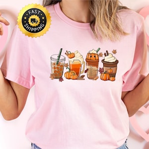 Pumpkin Spice Latte Shirt, Fall Pumpkin Coffee Tee, Hot Coffee Shirt, Coffee Lover Gift, Cute Fall Shirt, Fall Latte shirt, Thanksgiving Tee