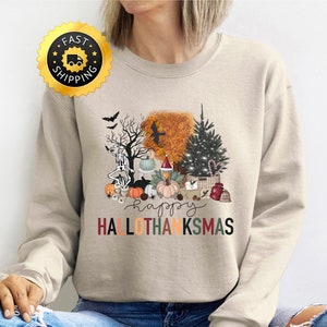Hallothanksmas Sweatshirt, Fall Holiday Season, DTF Print
