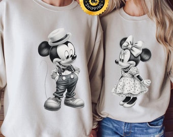 Disney Mickey And Minnie Valentines Day Sweatshirt, Mickey Minnie Silhouette Shirt, Disney Family Trip Hoodie, Disney Valentines Couple Tee