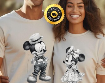 Camiseta de amor de Disney Mickey y Minnie para San Valentín, camiseta con silueta de Mickey y Minnie, camiseta de viaje familiar de Disney, camiseta de pareja de San Valentín de Disney