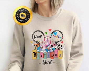 Disney Birthday Girl Sweatshirt, Custom Disney Birthday Girl hoodie, Disney Princess Birthday Hoodie, Birthday Family Vacation Sweatshirt