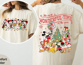 Camiseta navideña vintage de Mickey y sus amigos, camiseta Comfort Colors