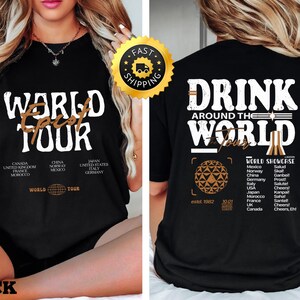 Disney Epcot World Tour shirt, Drink Around The World Shirt, Disney Group Shirt, Disney Family Trip shirt, Retro Disney Epcot Vacation shirt